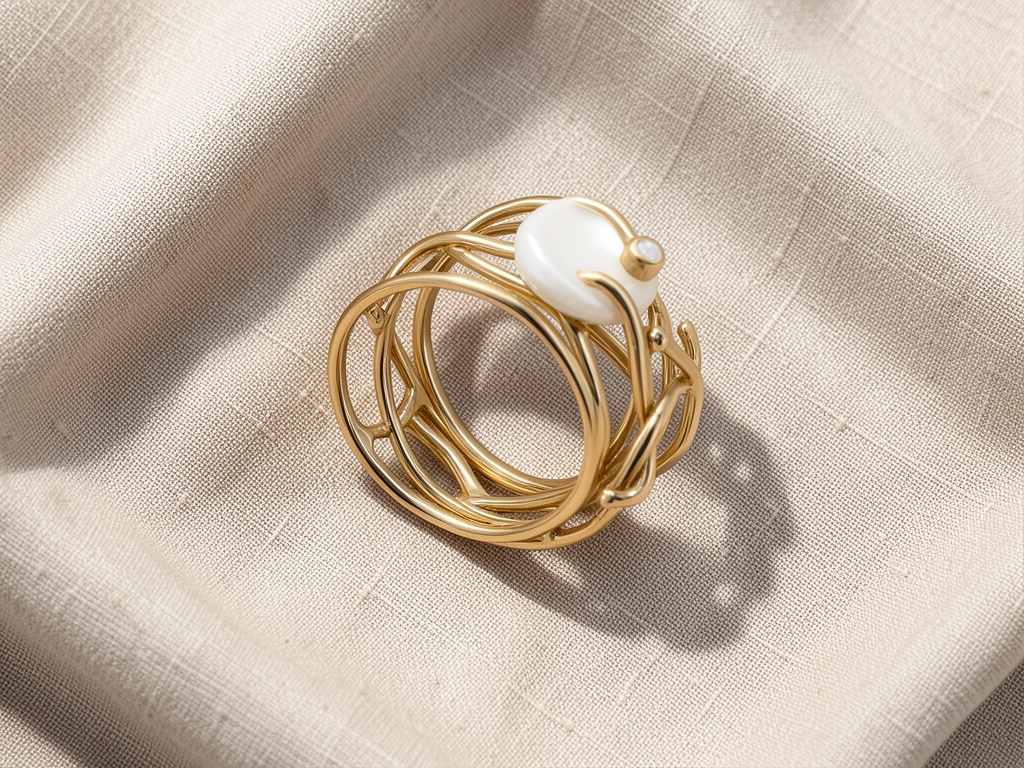 Thin Gold & Pearl Ring