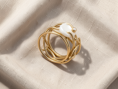 Thin Gold & Pearl Ring
