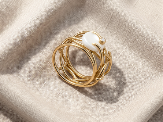 Thin Gold & Pearl Ring