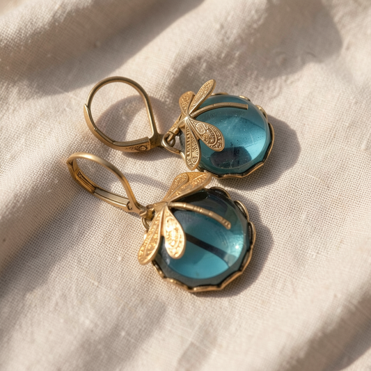 Antique Gold Dragonfly Earrings