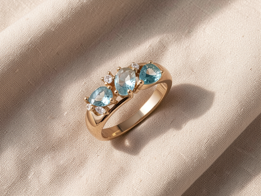 Blue Zirconia Ring in Gold