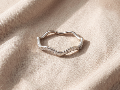 Crystal & Silver Wave Ring