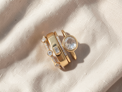 Gold & Zirconia Ring Set