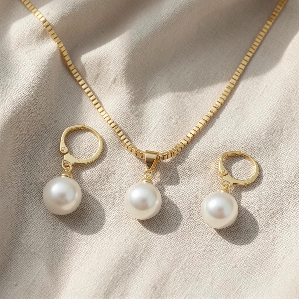 Elegant Graceful Pearl Necklace Set