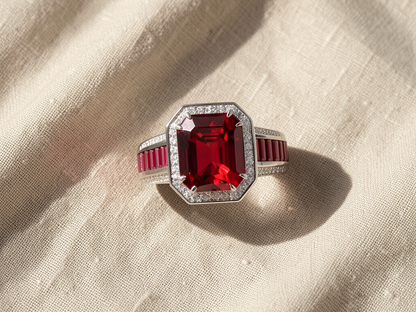 Lab-Grown Ruby Cut Ring