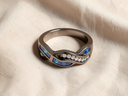 Black & Blue Sapphire Ring | White Gold