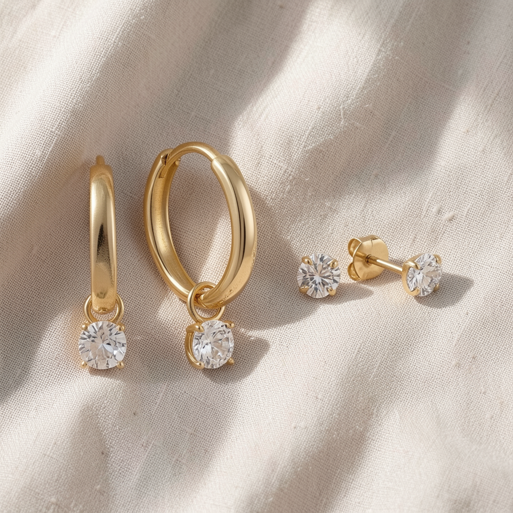 Stone Earrings Set | Gold