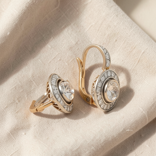 Gold & Silver Crystal Earrings