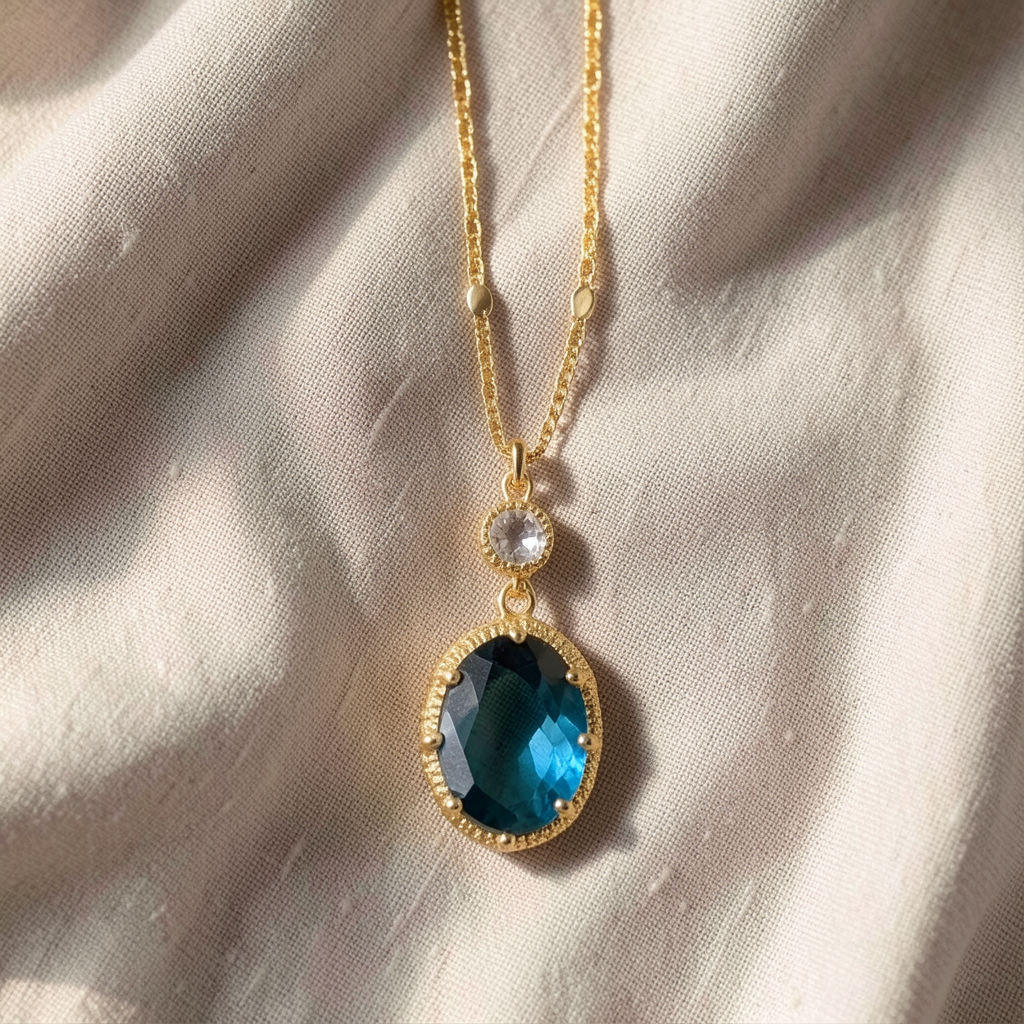 Sapphire Blue Gold Necklace