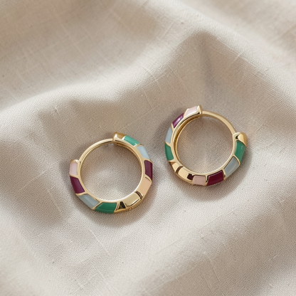 Chic Golden Enamel Earrings