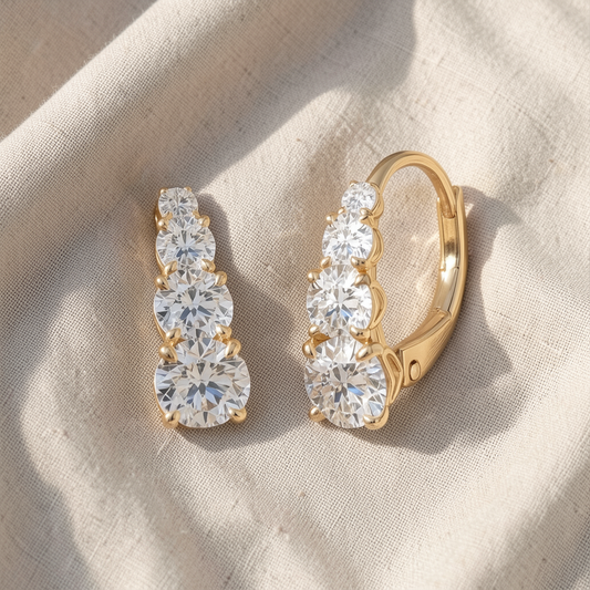 Four stone earrings | Gold