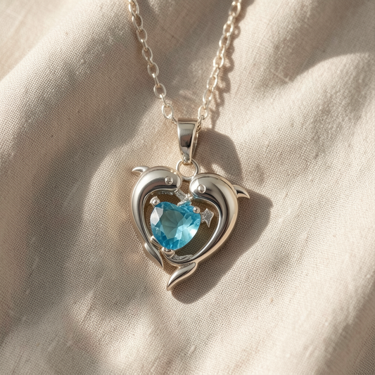 Oceanheart Twins Necklace | White Gold