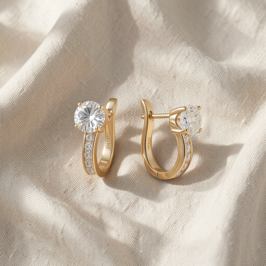 Moissanite Huggie Earrings
