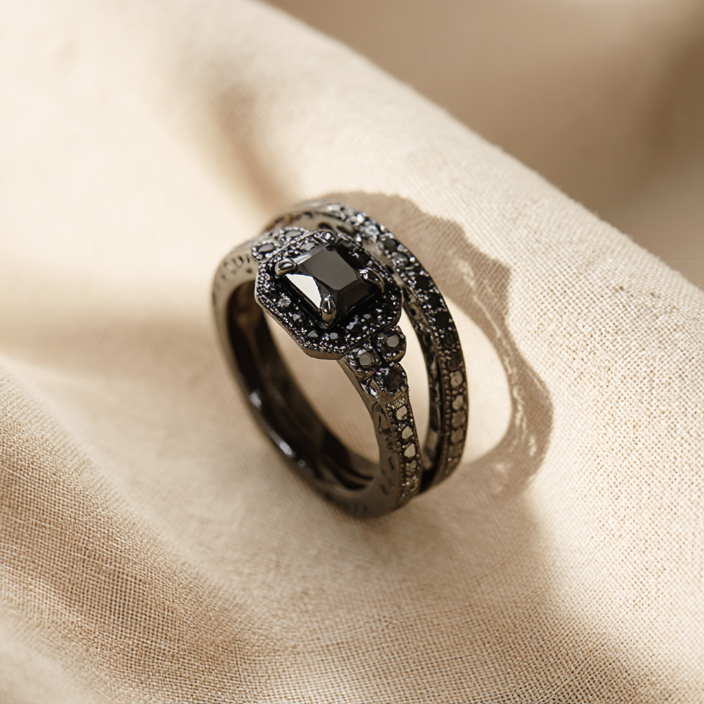 Retro Black Ring Duo