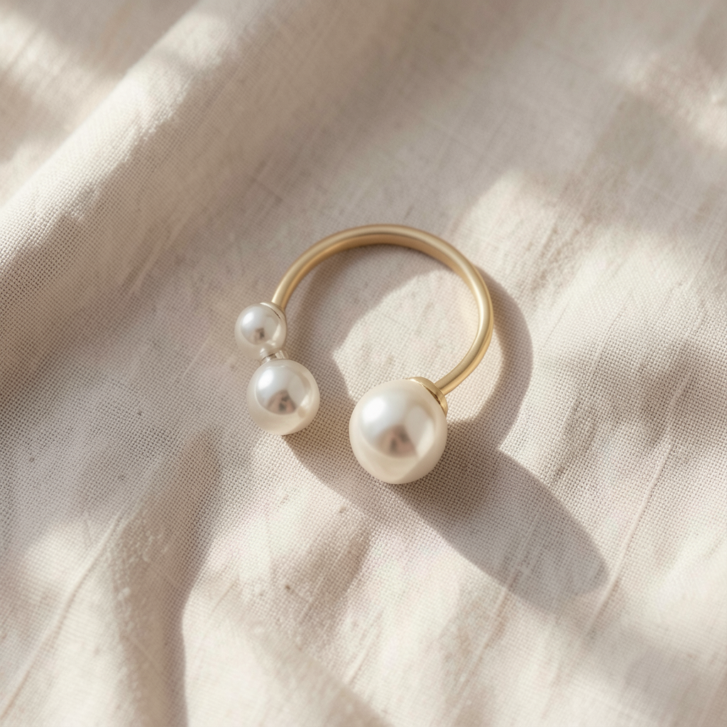 Adjustable Triple Freshwater Pearl Ring