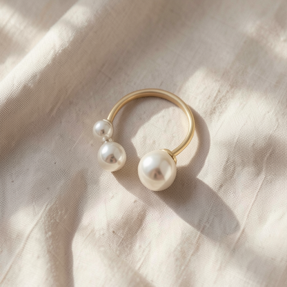 Adjustable Triple Freshwater Pearl Ring