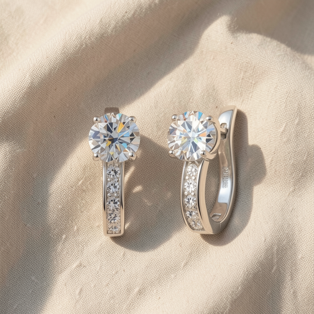 Moissanite Huggie Earrings