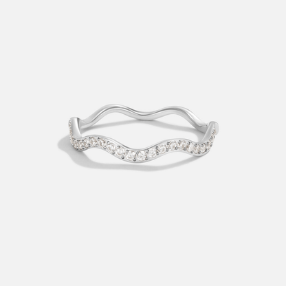 Crystal & Silver Wave Ring